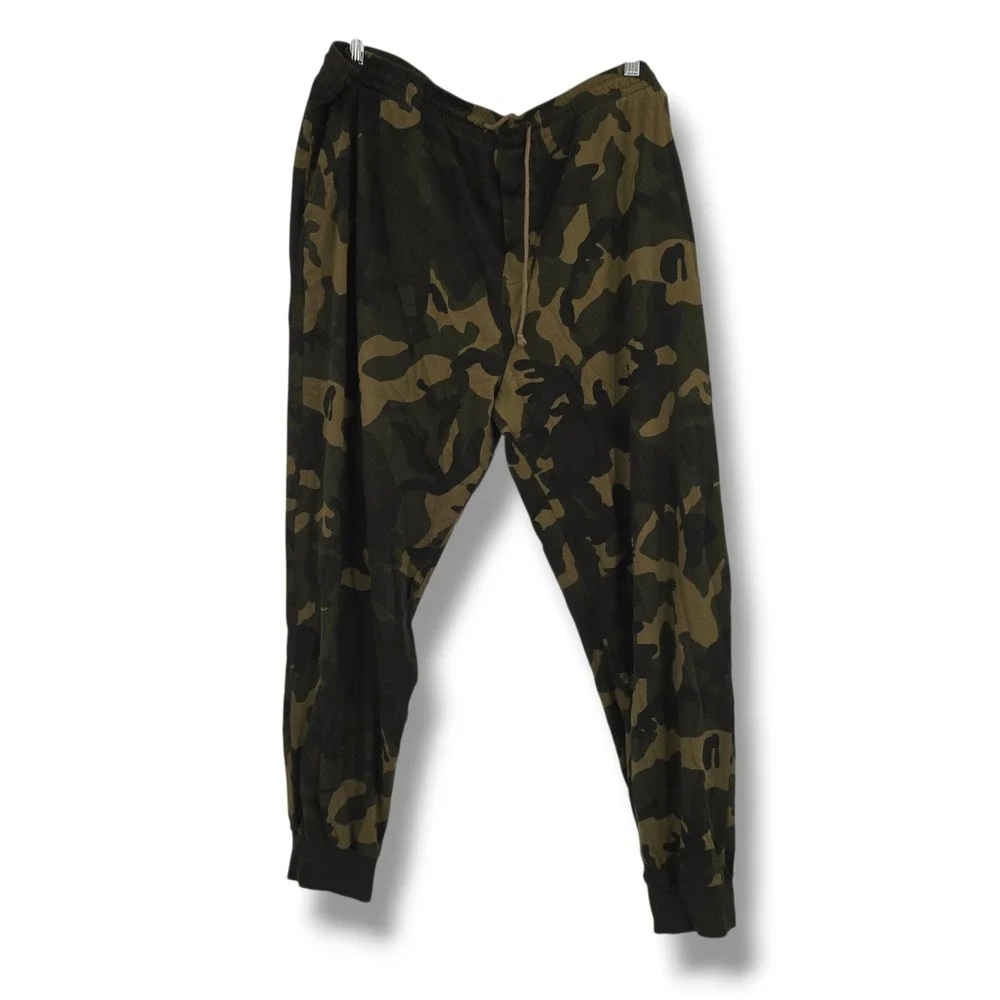 J. Crew Knit Goods Mens XXL Slim Camo Jogger Pants Green Camouflage Drawstring